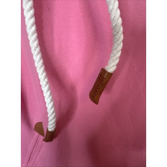 Wanakome Pink Cowl Neck Hoodie L Leather Patch Pullover Canada Sweatshirt - Picture 5 of 11